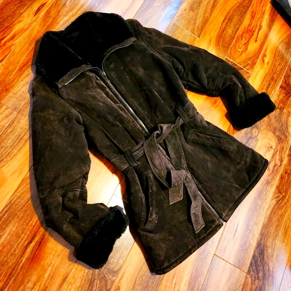 WILSONS Leather Suede Belted Coat - S (EUC) - Picture 6 of 15